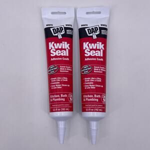 TWO White DAP Waterproof Kwik Seal Adhesive Caulk Low Odor Kitchen Bath Plumbing